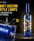 Diamond Drill Bit Set For Glass Tile And Porcelain Five Piece Kit From Three Sixteenths Inch To One Half Inch Pro Grade Smooth Cutting And Reduced Chipping Built For Home DIY Projects And Ceramic Pots And Quick Crack Free Holes used to drill into blue glass bottle for custom lamp creation.