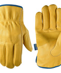 Mens Slip On HydraHyde Leather Work Gloves Water Resistant Breathable Heavy Duty Hand Protection for Gardening