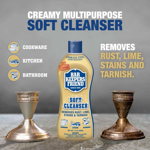 Soft Cleanser Liquid 2 Pack 13 Oz Bottles Multipurpose Cleaner in kitchen removing rust and stains from metal surfaces