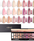 24 Color Hema Free Gel Nail Polish Kit With Pro Brush in nude pink sheer shades displayed with matching color swatches