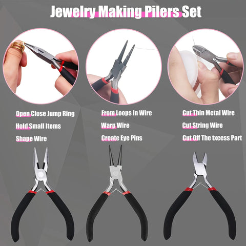 All In One Jewelry Making Kit With Tools And Findings, pliers set for opening rings, shaping and cutting wire