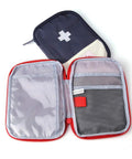 Open view of Two Pack Grab And Go First Aid Bag Portable Medical Kit for outdoor use, 7x5 inch, showing interior compartments
