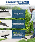 Woman using Long Handle Floor Scraper And All Season Garden Cleaning Tool, Heavy Duty 60 Inch Stainless Steel Shovel in garden