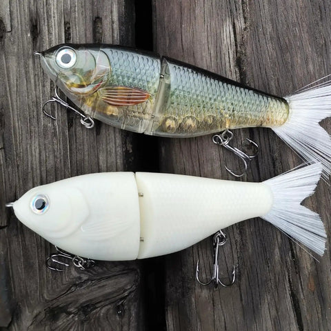 Slow Sinking Glide Bait With Fur Tail Lifelike Fishing Tackle For Trout Shad Bass Musky 6.7 Inch 3 Pack on wood surface