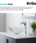 Round Clear Glass Vessel Bathroom Sink 14 Inch Above Counter For A Clean Modern Vibe with faucet setup in spa-style bathroom
