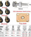 Heavy Duty Rubber Casters Pair With Eight And Ten Inch Swivel Options For Serious Outdoor Hauling showing fixed, swivel casters, and stainless steel screw.