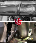 Comparison of old rusted exhaust with new Exhaust Flange Repair Piping Kit 2.5 Inch ID To 2.5 Inch OD With Gasket And Bolt