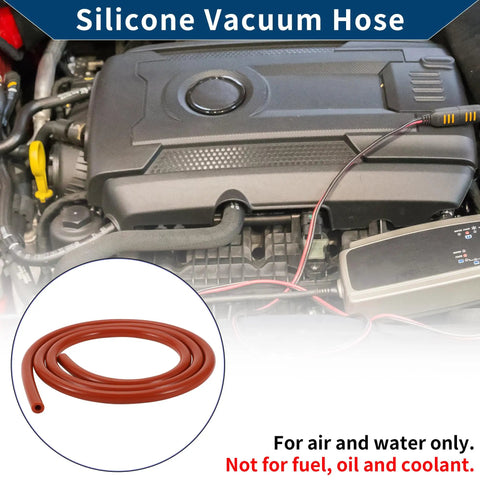 Red Silicone Vacuum Hose For Automotive High Temperature Vacuum Line 3.3 Ft Long 6mm ID 3mm Wall Thickness Heavy Duty Tubing shown in car engine.