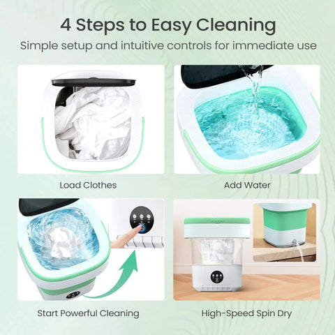 4 steps for No Sweat Compact Laundry Setup With Smart Blue Light Wash And Turbo Spin Basket For Spotless Baby Clothes Intimates Socks Gray Portable Washing Machine 20 Liter Mini Washer.