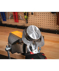 MV1 3-Inch To 6-Inch Polyurethane Soft Grip Vise Non-Marring Clamp in use on workbench with tool background