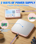33lb Battery Powered Kitchen Scale With Detachable Display, 304 Stainless Steel Food Scale, 1g/0.1oz Precision, Tilt Stand, Pink