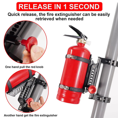 Quick Release Fire Extinguisher Mount Bracket For Offroad Jeeps And Utvs Secures 1-10 Lb Extinguishers On Roof Racks At High Speeds