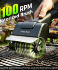 Cordless USB Rechargeable Grill Brush For Grillin On The Go With High Speed 1100 RPM Motor in use on barbecue grill grate