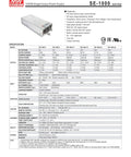 Enclosed SE-1000-15 Power Supply 1000W 15V 66.7A Single Output Switching PSU For Industrial Use AC Input Selectable Built In DC Fan Cooling Remote Sense Burn In Tested 2 Year Warranty spec sheet