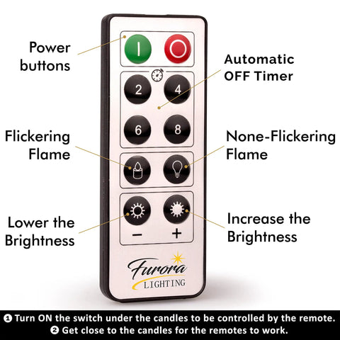 Remote control for Ivory Real Wax Flameless Candles Bundle With Remote And Timer Adjustable Brightness Battery Operated Pillars And Votives