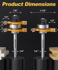 Two Pack Tongue And Groove Router Bit Set With One Quarter Inch Shank And Three Teeth For Clean Precise Tongue Groove Joints