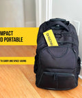 Black backpack with Disposable Yellow Dust Catcher Bags For Drilling 30 Pack Self Adhesive Dust Collector Bags on wood floor