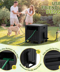 Resin Garden Hose Reel Hideaway With Easy One Hand Rewind Outdoor Hose Storage Cabinet Heavy Duty Weatherproof with hoses and connectors in garden
