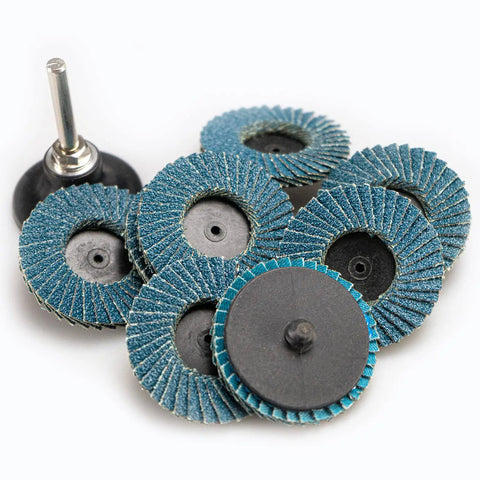 30 Piece 2 Inch Mini Flap Discs With 1 Quarter Inch Shank Holder Heavy Duty Zirconia High Density 80 Grit For Metal Grinding On Angle Die Grinders Quick Change Fit Up To 12 000 To 14 000 RPM