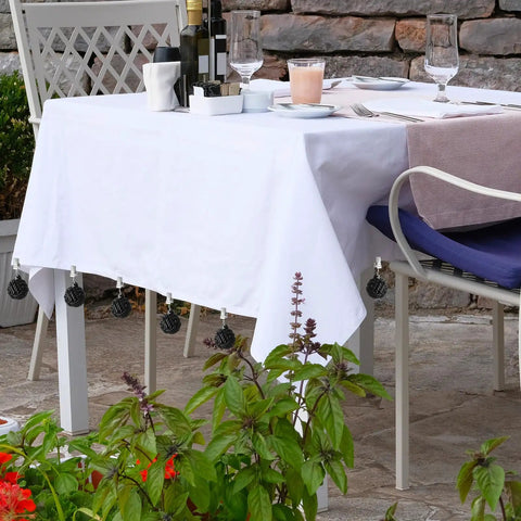 Outdoor table with 24 Pack Outdoor Curtain And Tablecloth Weights Black Heavyweight Ball Clips Resin Cast Iron Cloth Weights