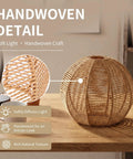 Handwoven detail of ZEORIVAX Rattan Pendant Light Fixture Bohemian Chandelier Large Semicircle, showcasing natural texture and craft.