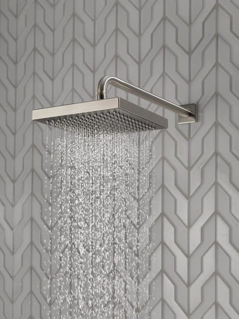 Brushed Nickel 8-Inch Rain Shower Head Square Overhead Rainfall, 2.5 GPM Flow, Stainless Steel RP50841SS, Soft Rain Spray