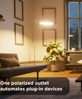 Modern living room with a 24 Hour Mechanical Outlet Timer Switch For Indoor Lights And Seasonal Decor in use, automating lamp.