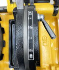Close-up of measurement gauge on Pro Grade Heavy Hitter 1/2 To 4 Inch 220V Electric Pipe Threader 750W 3 In 1 Power Cutter.
