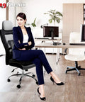 Woman seated in office chair with KingPhenix Two Pack Mesh Lumbar Support For Car And Office Chair, enhancing posture and comfort.