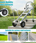 2 In 1 Industrial Convertible Utility Trolley Platform Cart With Reinforced Aluminum Frame 1000 Lb Capacity As Cart And 550 Lb As Stair Climber Perfect For Moving Appliances Furniture And Heavy Luggage, stair mode on steps
