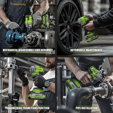 Cordless Half Inch Impact Wrench Kit With 600 Nm Torque, Brushless Motor, 3200 RPM, used in auto and construction projects