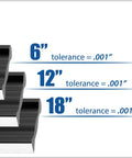 Heavy Duty Anodized Aluminum Straight Edge Ruler Set with 6, 12, and 18 inch rulers marked with .001 tolerance.