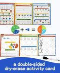 Magnetic Fraction Tiles And Circles Set With Dry Erase Board For Visual Math Learning, showing activity card and dry erase marker.