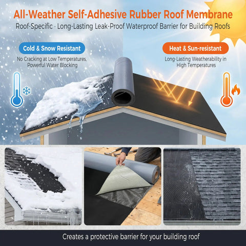 Heavy Duty 50mil EPDM Rubber Roof Membrane Peel And Seal Underlayment Roll For Flat Roofs Patios And Metal Structures With Textured Grip Coating Stops Leaks Dead In Their Tracks Today applied on a roof showing water resistance.