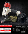 CN565B Beast 15 Gauge Siding Nail Gun Coil Pneumatic with attached coil nails, suitable for siding, sheathing, fencing.
