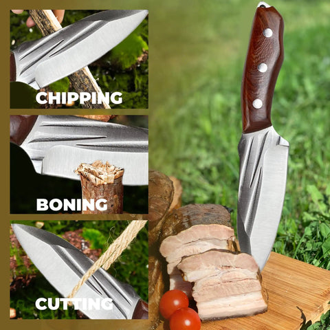 Pocket Fixed Blade Knife With Wood Handle And Leather Sheath For Camping And Outdoor Adventures EDC Survival And Hunting Tactical Gear Sharp Blade Built For Rope Cutting And Food Prep