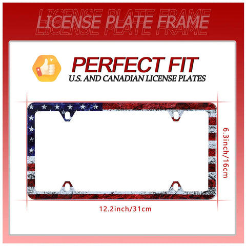 American Flag License Plate Frame Stainless Steel Holder With Screws Patriotic Style For Cars Trucks SUVs Durable Auto Part Decoration