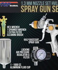 Pro Grade 1.3mm HVLP Spray Gun With Gravity Feed For Auto Basecoat And Clearcoat Includes Air Regulator Great Atomization