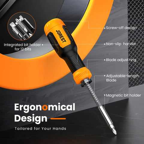 All In One Magnetic Screwdriver Set With 25 Tools Handy Portable Multitool Kit with ergonomic dual material handle