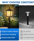 Outdoor Post Light Fixture With Dusk To Dawn Sensor Six Inch Aluminum Lantern With Clear Glass For Garden Pathway Deck Pier Mount Base Waterproof Exterior Lighting For Patio Porch Yard next to garden