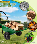 Foldable Handle Two Wheel Garden Cart With Ten Inch Pneumatic Tires Heavy Duty Yard Wagon carrying wood, green, outdoors