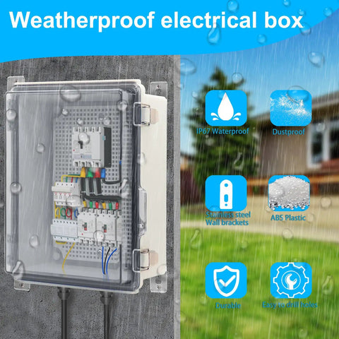 Weatherproof IP67 Electrical Junction Box With Mounting Plate 15 x 11 x 5.1 Inches Dustproof Plastic Enclosure indoors and outdoors