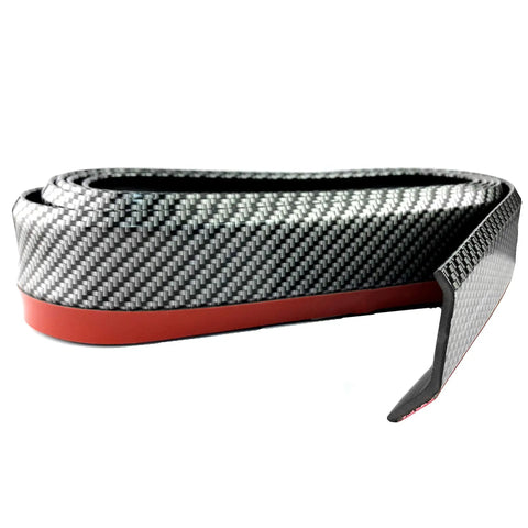 Carbon Fiber Look Front Bumper Lip Universal 8.2 Ft Splitter Spoiler Side Skirt for Cars And Trucks coiled with red adhesive