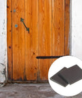Self-Adhesive Door Corner Seals Weather Stripping Draft Stopper Foam Frame Seal Kit For Weatherproofing And Noise Reduction Traditional Dark Brown 20 Pieces Easy Install shown with wooden door.