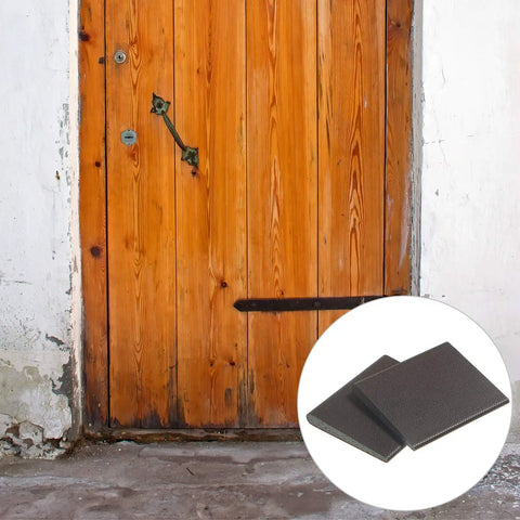 Self-Adhesive Door Corner Seals Weather Stripping Draft Stopper Foam Frame Seal Kit For Weatherproofing And Noise Reduction Traditional Dark Brown 20 Pieces Easy Install shown with wooden door.