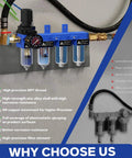 Four Stage One Quarter Inch NPT Industrial Compressed Air Dryer With Brass Filter And Coalescing Filter, installed view.