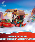 Ninjago Destiny's Bounty Race Against Time 71797 Airship Battle Set With 6 Minifigures, 2 Dragons in action in mountain scene.