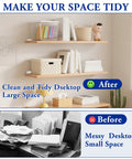 Heavy Duty L Shelf Brackets Built Tough 6 Inch Hidden Mount Corner Wall Shelves Supports One Fifth Inch Thick Metal White 4 Pack For Home DIY Projects Rust Resistant Finish For Long Lasting Use In Any Room shown organizing a tidy space above a messy desk