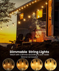 Outdoor String Lights 29 Feet G40 LED Patio Lighting Plug In With 13 Plastic Edison Bulbs And 1 Spare Waterproof Connectable Hanging Lights For Backyard Porch Balcony Parties E12 Base Black at sunset