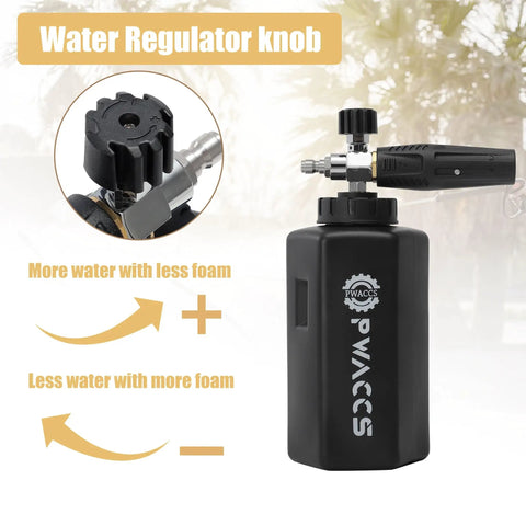 Adjustable Foam Cannon For Pressure Washer With Big Mouth Snow Foam Lance, 1.5L Canister, 1.1mm Nozzle, Quick Connect Fit